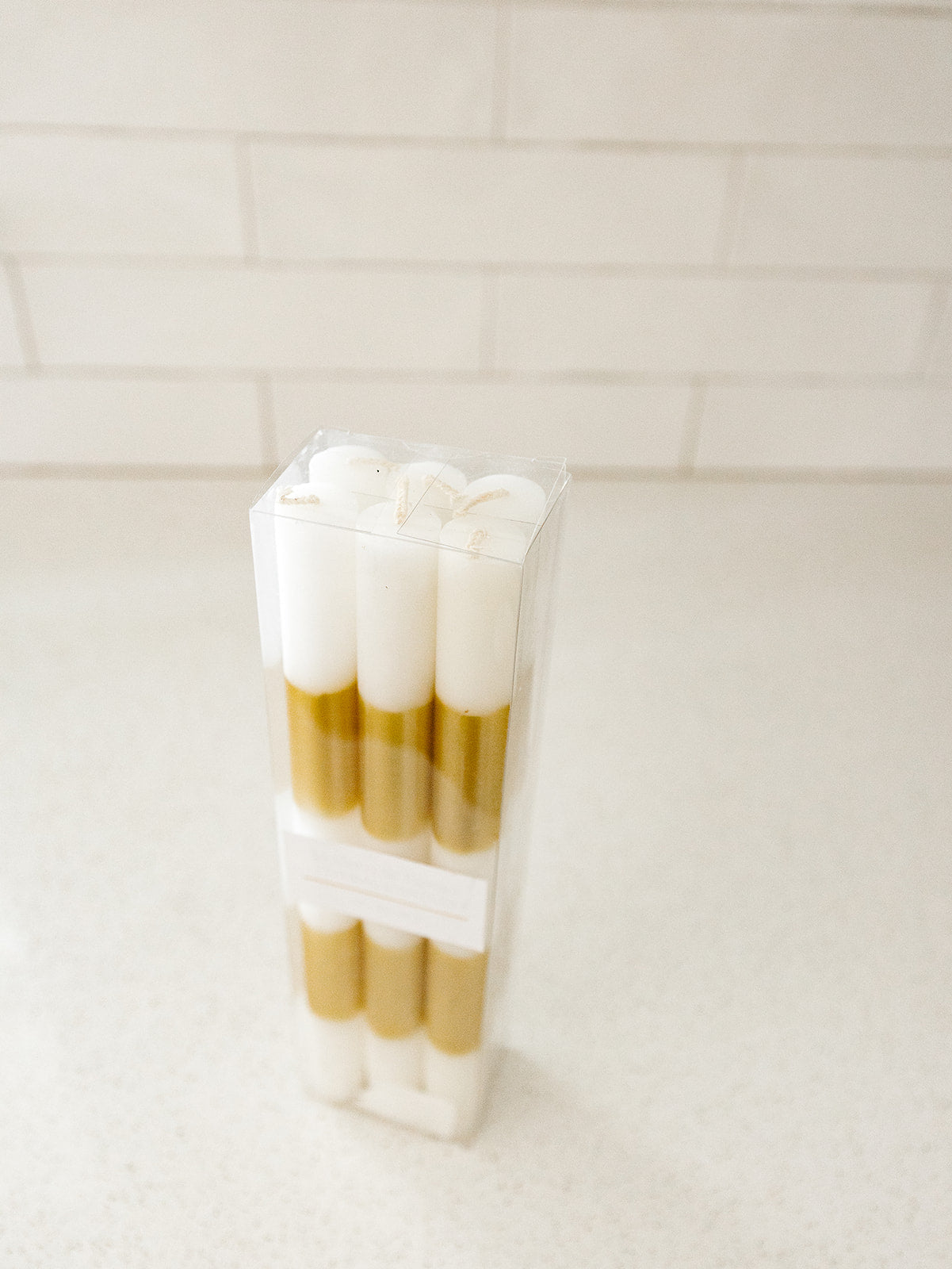 White & Gold Candle - sold by box of 6