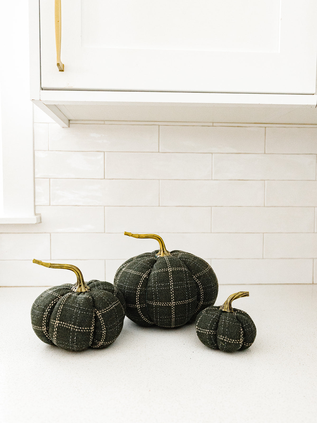 Green & Tan Plaid Pumpkin 3 Sizes