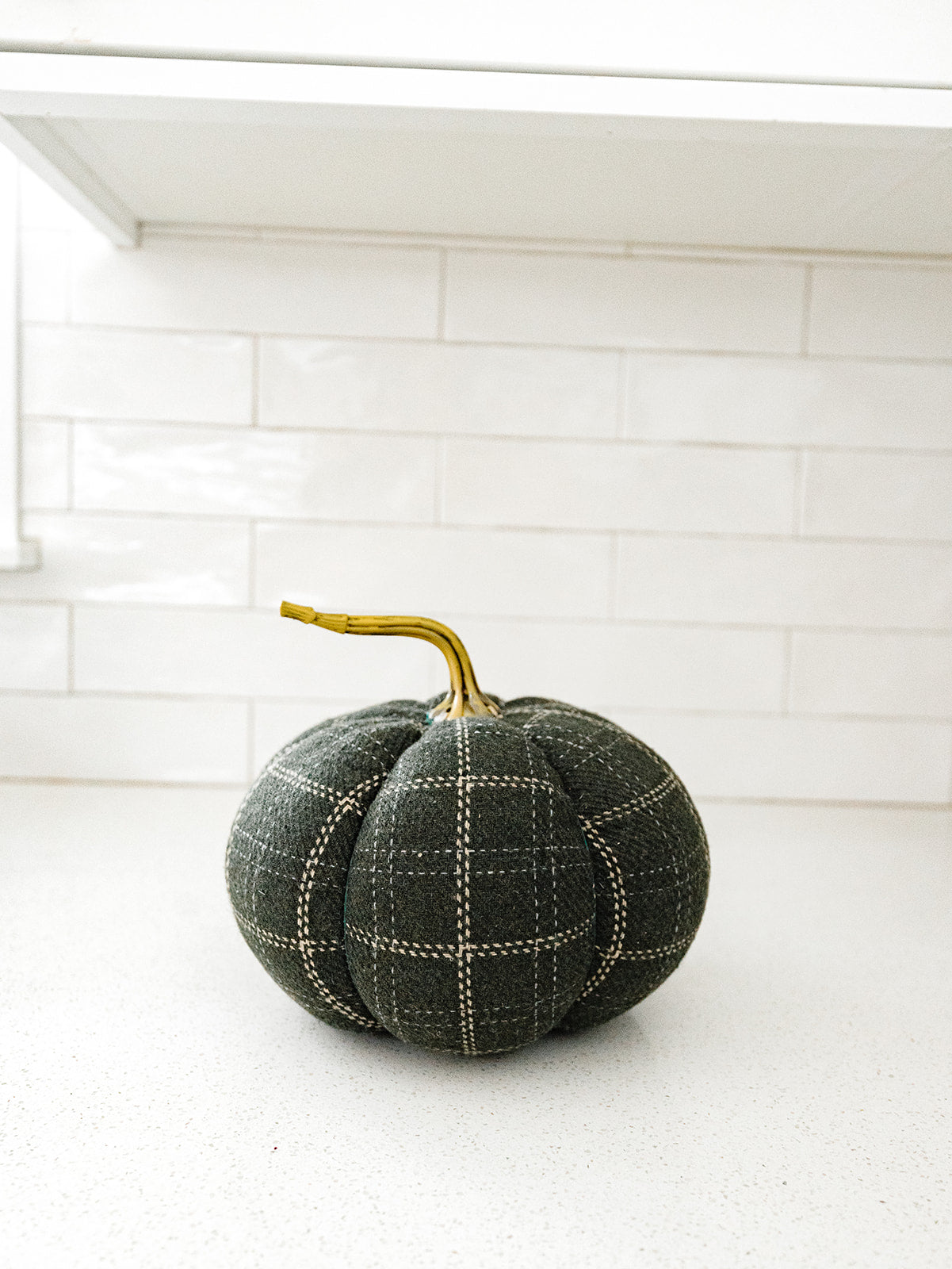 Green & Tan Plaid Pumpkin 3 Sizes
