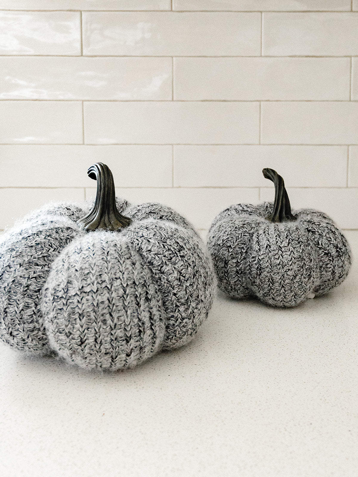 Black and White Knit Pumpkin - 2 Sizes