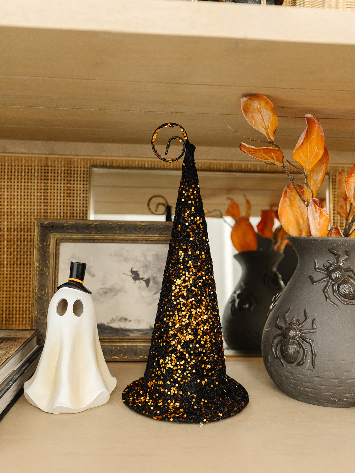 Black Glitter Wire Witches Hats - 3 Sizes