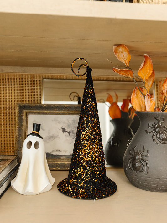 Black Glitter Wire Witches Hats - 3 Sizes