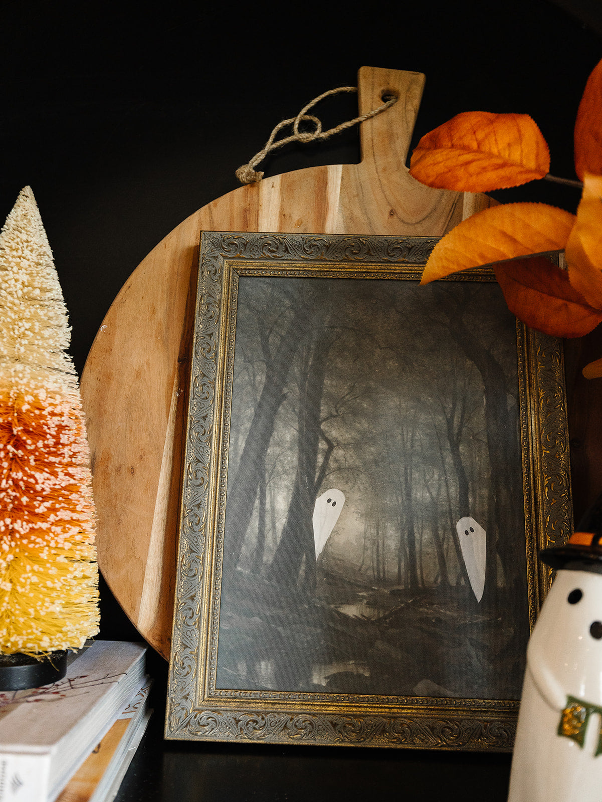 Halloween Peeking Ghost Framed Art