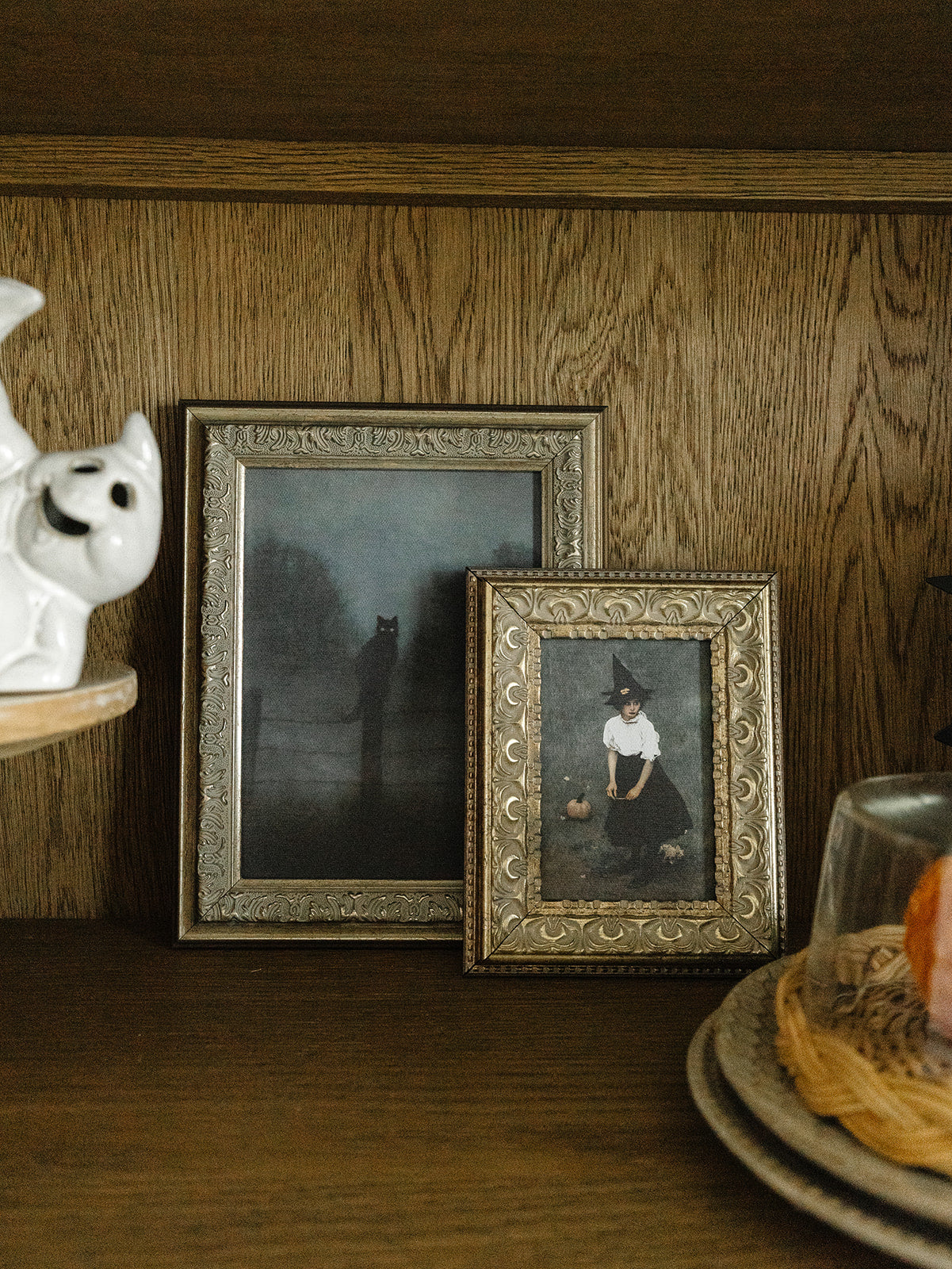 Spooky Black Cat Framed Art - 8"x10"