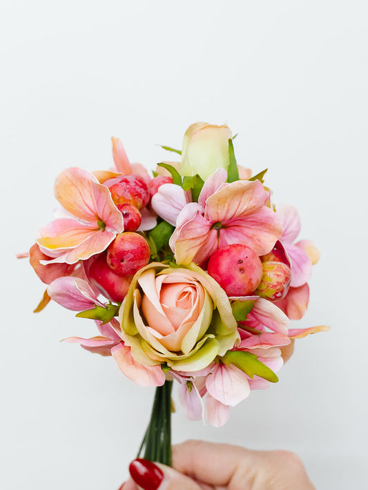 Pink Rose Hydrangea Bouquet - 7"