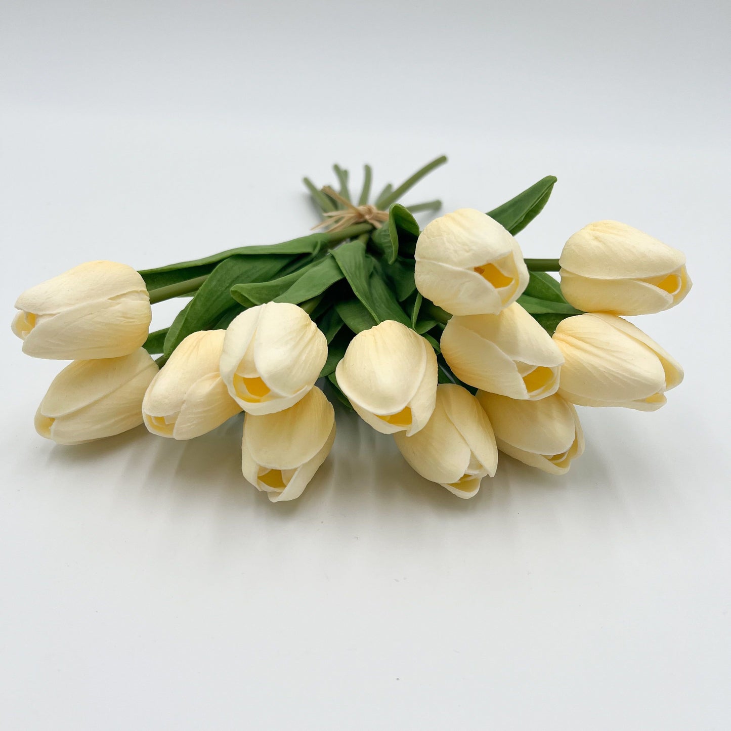 Real Touch Tulip Bundle in Light Yellow (12 Stems)- 13.5"