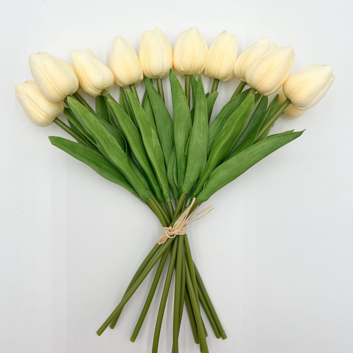 Real Touch Tulip Bundle in Light Yellow (12 Stems)- 13.5"