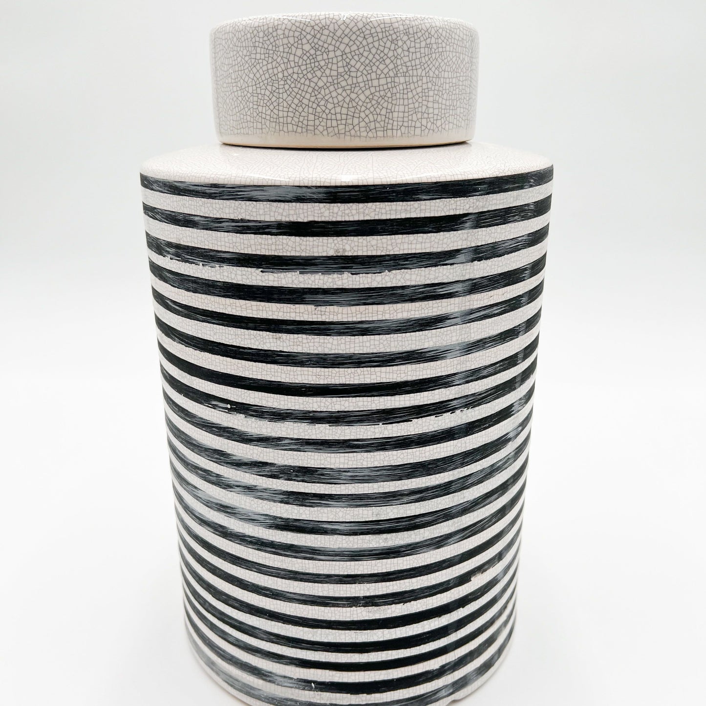 Striped Lidded Ceramic Jar - 2 Sizes