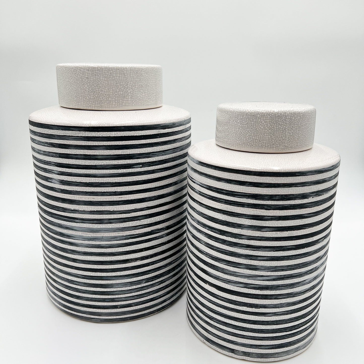 Striped Lidded Ceramic Jar - 2 Sizes