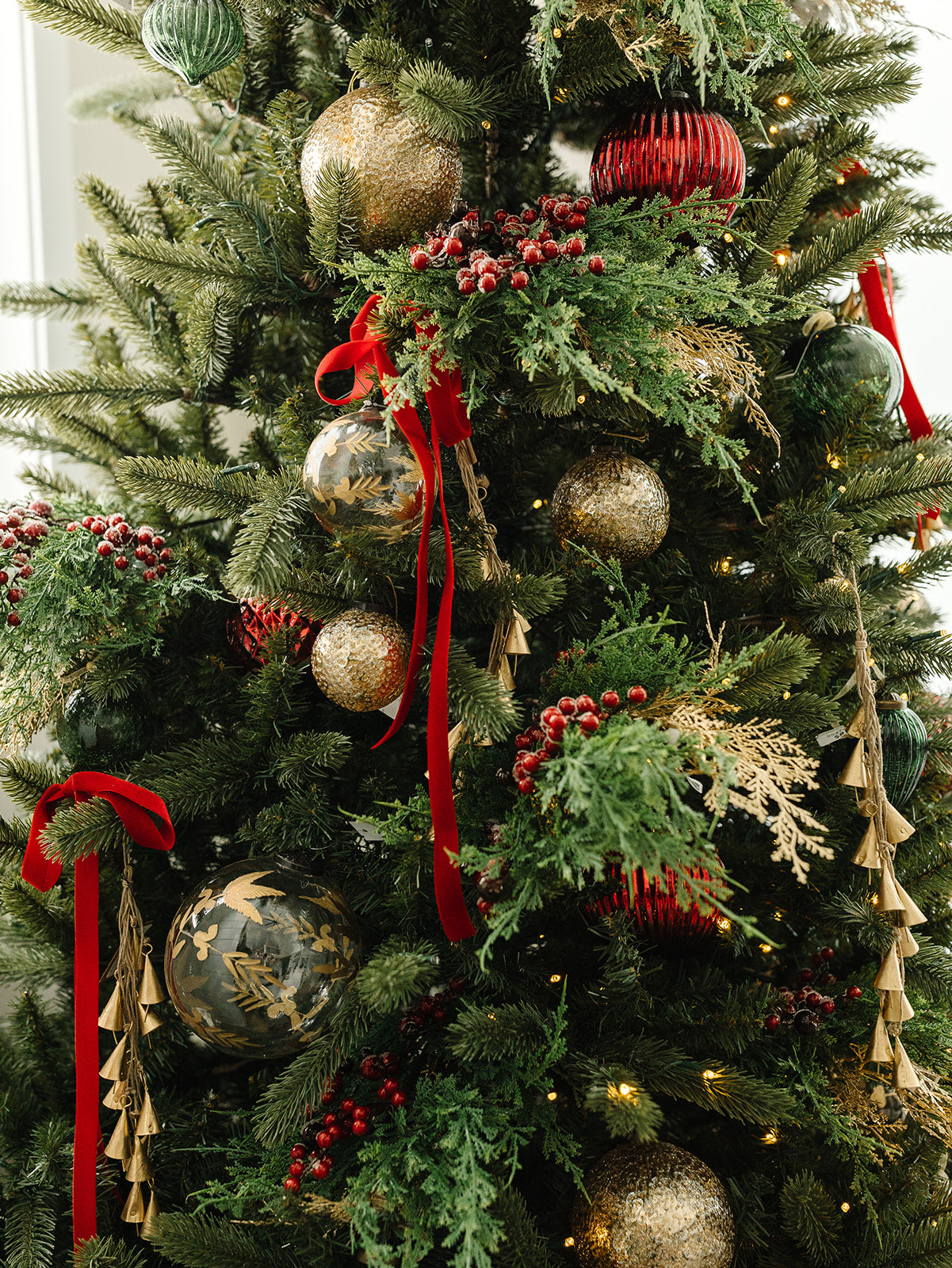 Recycled Glass Seeded Ornament in Antique Gold