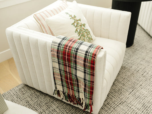 Red and Cream Plaid Throw