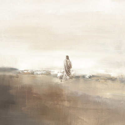 Christ with his sheep - framed canvas