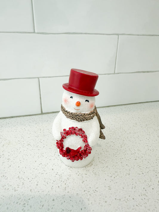 Glittered Snowman w/ Red Top Hat - 2 Styles
