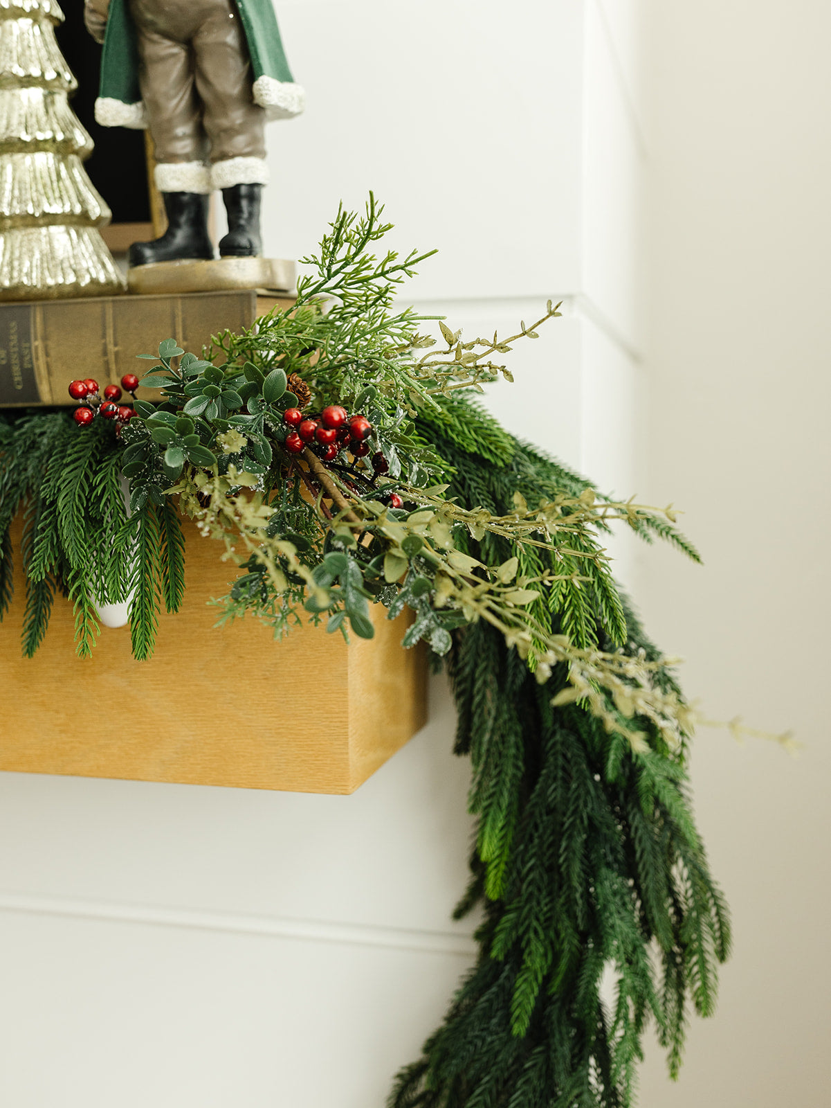 Glittered Mixed Green Foliage with Berries - 31"