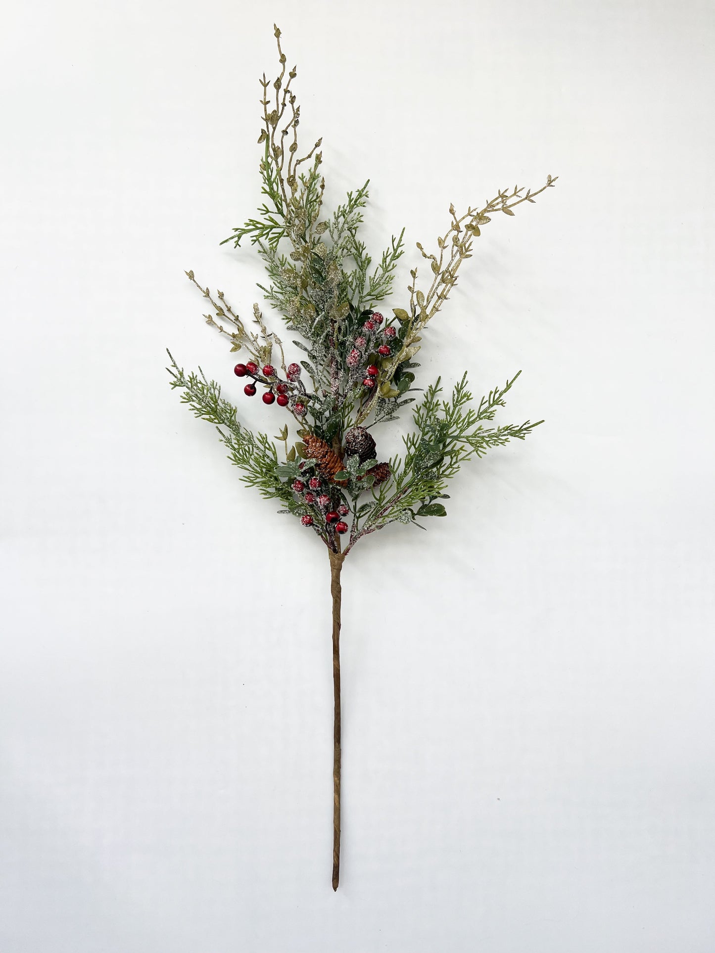 Glittered Mixed Green Foliage with Berries - 31"