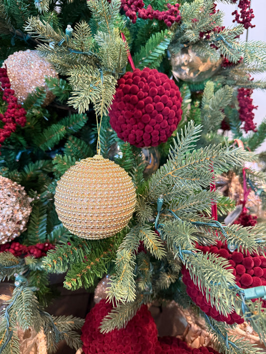 Gold Pearl Ornament - 4" - 2 Styles