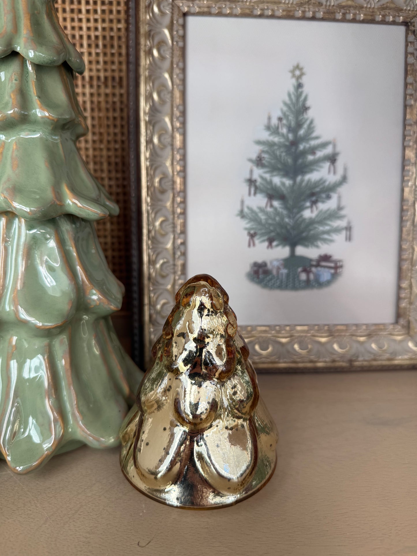 Embossed Gold Mercury Glass Tree - 3.5"