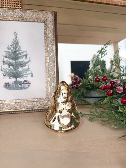 Embossed Gold Mercury Glass Tree - 3.5"