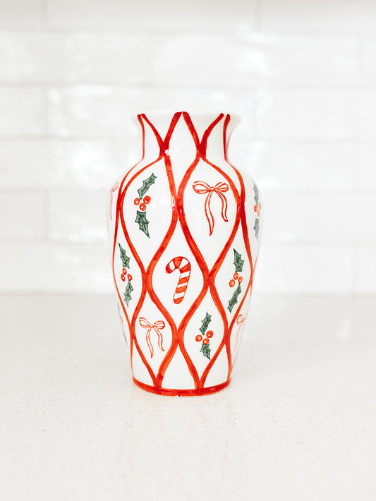 Painted Christmas Vase - 8.5"x5"