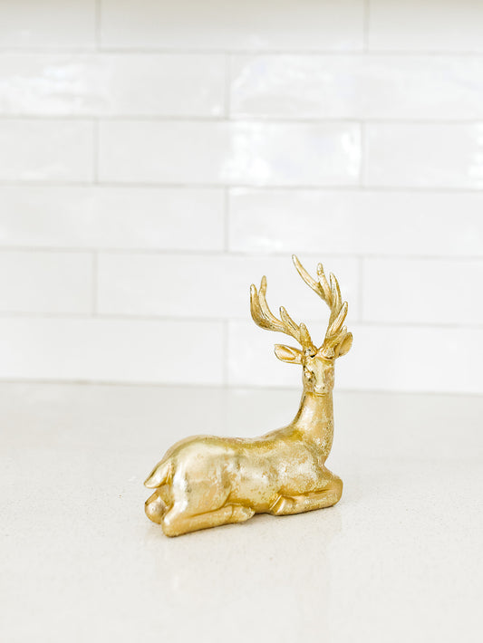 Gold Sitting Reindeer - 7.5"x6.5"