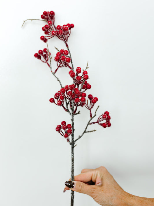 Iced Red Berry Spray - 27"