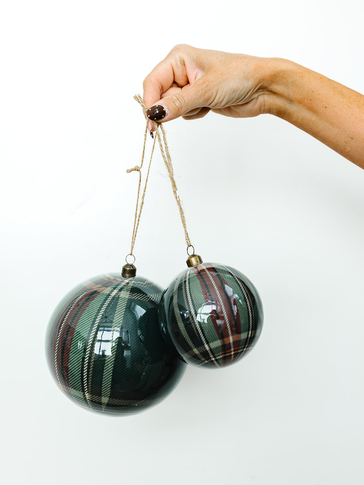 Green and Burgundy Plaid Ornament - 6"