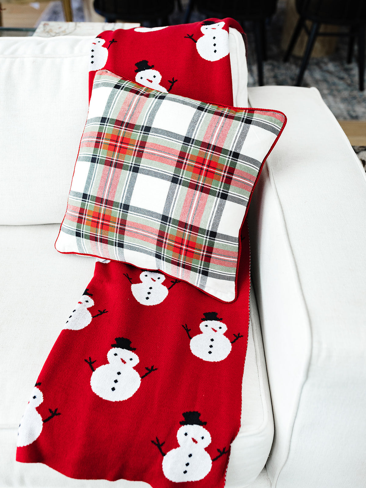 Cream Plaid Pillow - 16"x 16"