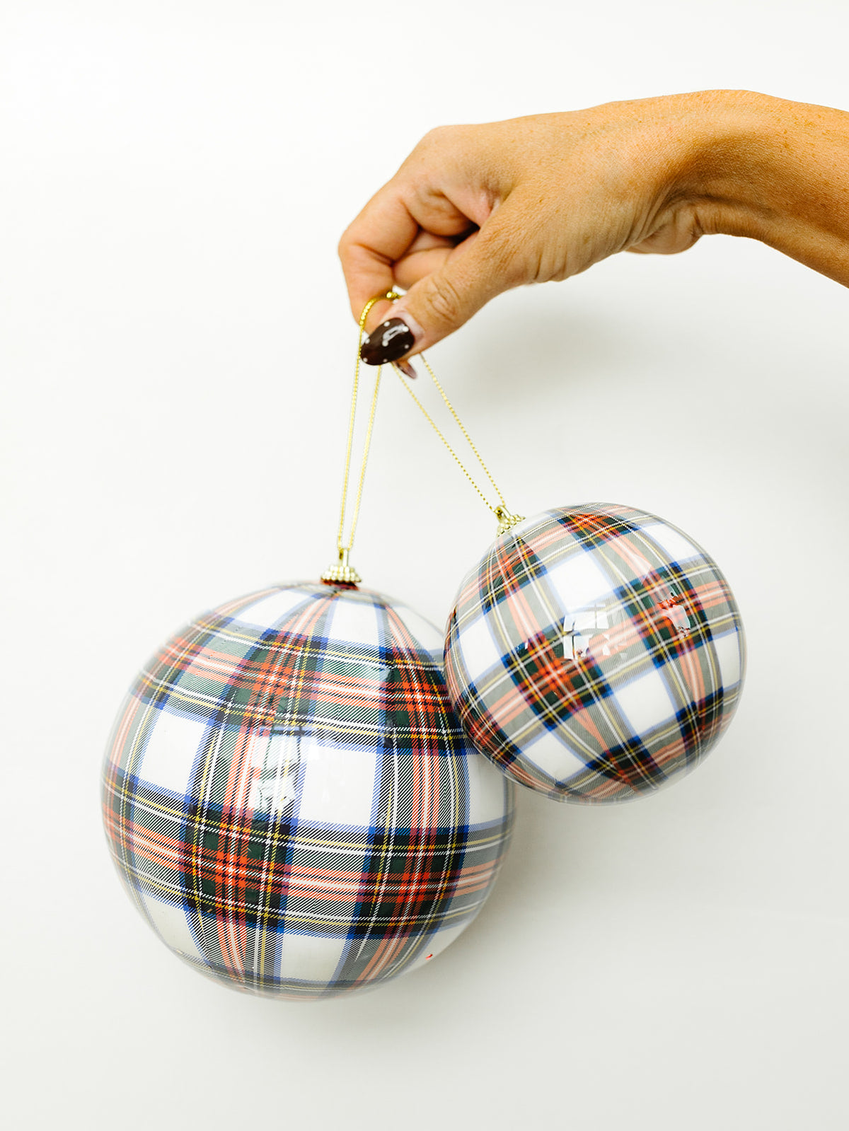 White Plaid Ornament - 2 Sizes