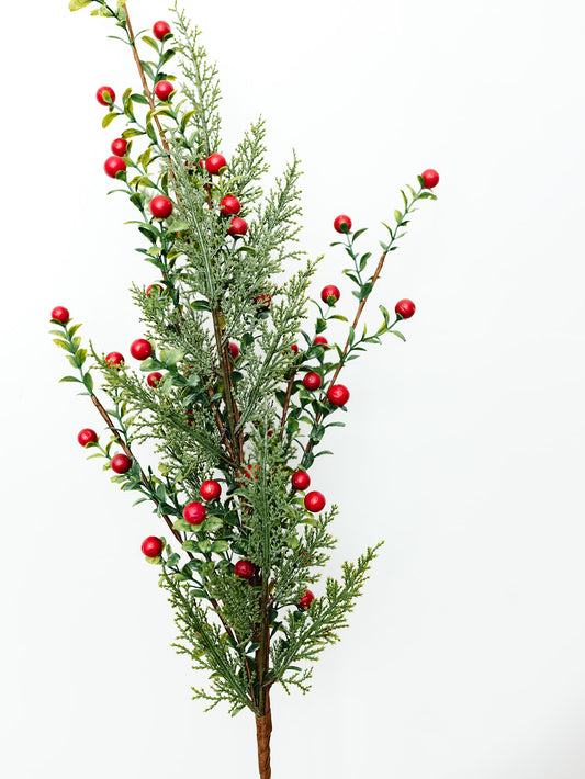 Red Winter Berry and Pine Stem - 36"