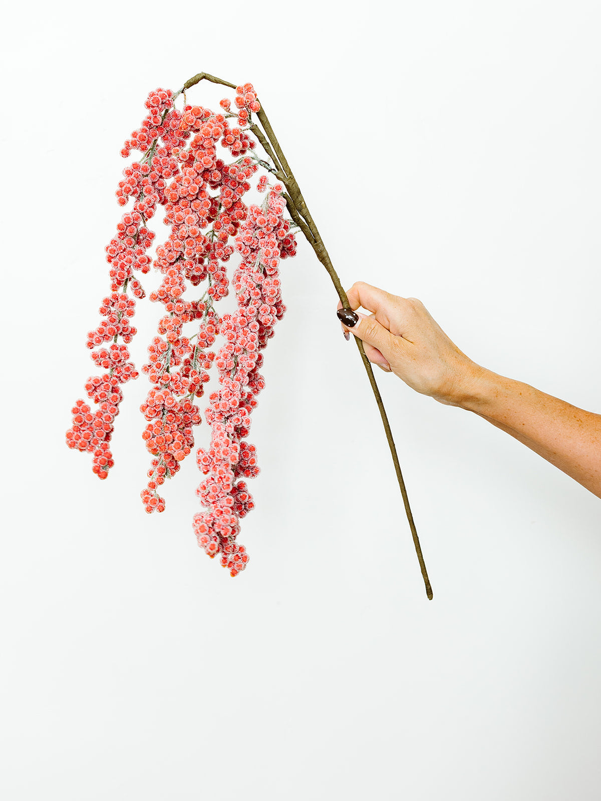 Icy Hanging Red Berry Branch - 35"