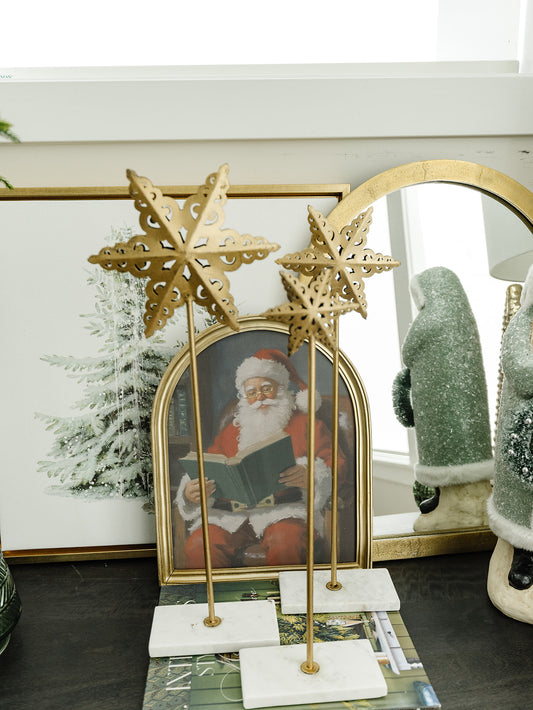 Gold Metal Stars on Marble Base - Set of 3