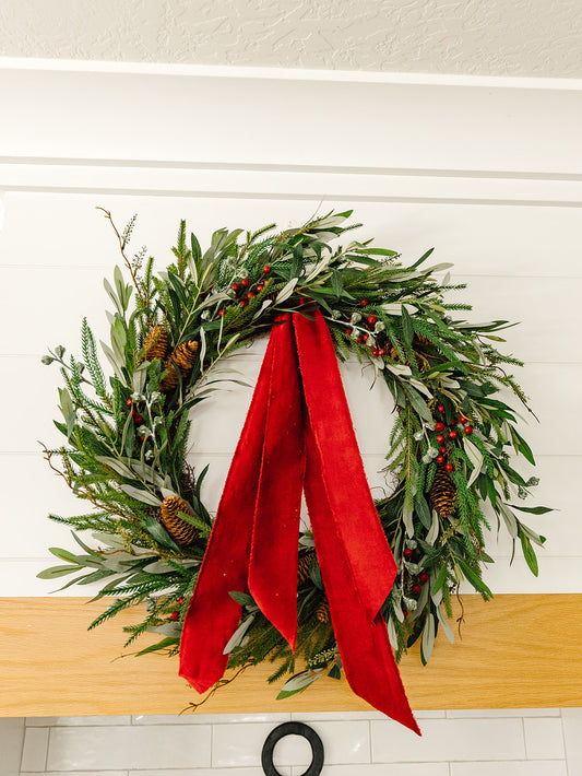 Pine cone/Berry/Eucalyptus/Pine Wreath - 32"
