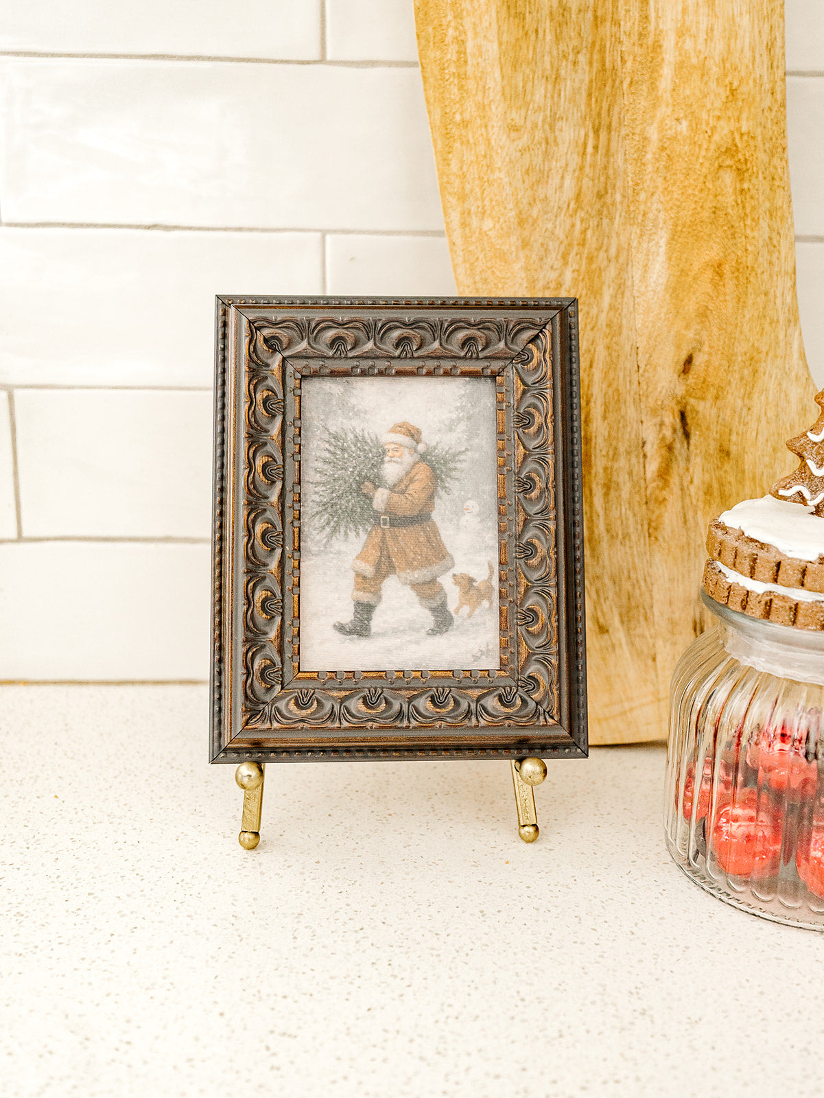 Santa with Tree Framed Art - 2 Sizes