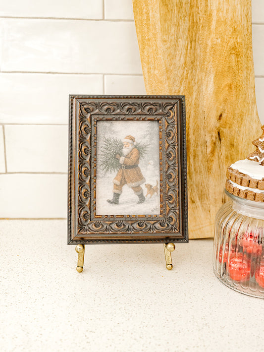 Santa with Tree Framed Art - 2 Sizes