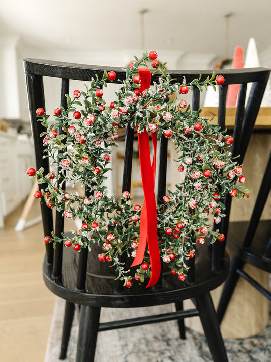 Snowed Red Berry Wreath - 14”