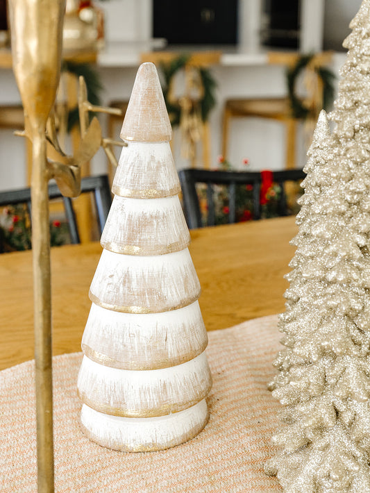 Whitewashed Gold Gilded Tree - 3 Sizes