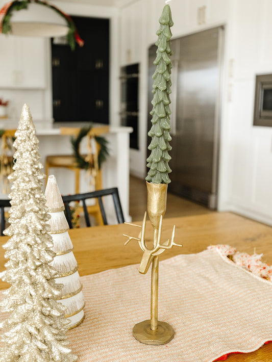 Forged Antique Gold Deer Taper, Set of 3