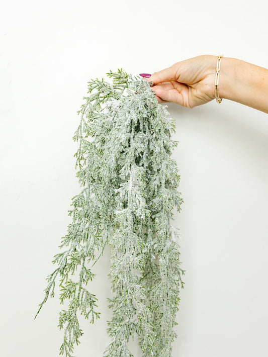 Hanging Flocked Cedar Branch - 30"