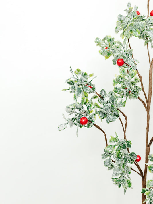 Glittered Mistletoe Stem with Red Berries - 30"
