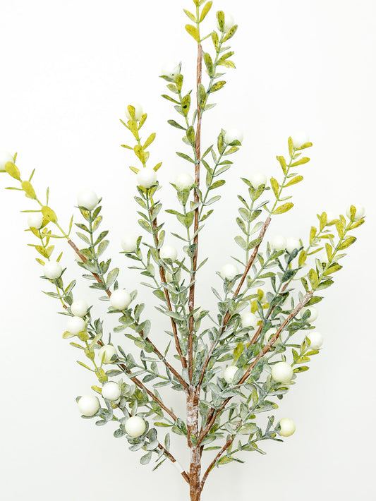 Glittered Snowy Berry Bush - 21" - White