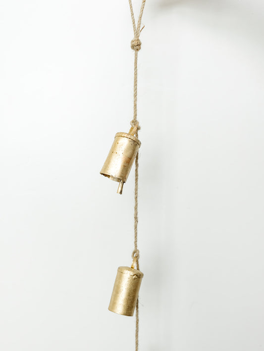 Antique Brass Bells on Jute - 28"