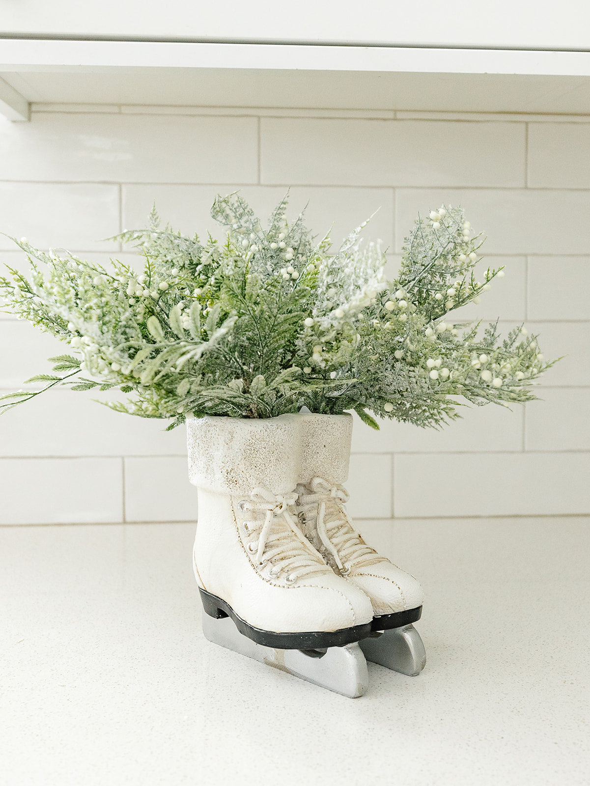 White Resin Pair of Ice Skates