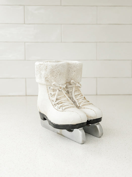 White Resin Pair of Ice Skates