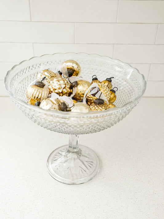 Box of Mini Gold Mercury Glass Ornaments - 9