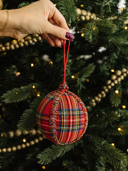 Red Mixed Plaid Ornament - 5"