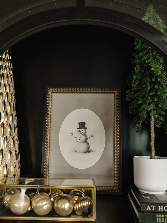 Oval Snowman Framed Art - 3 Sizes
