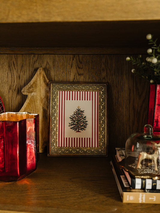 Red Striped Tree Framed Art - 2 Sizes