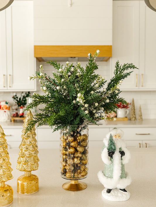 Hand Painted Etched Footed Hurricane