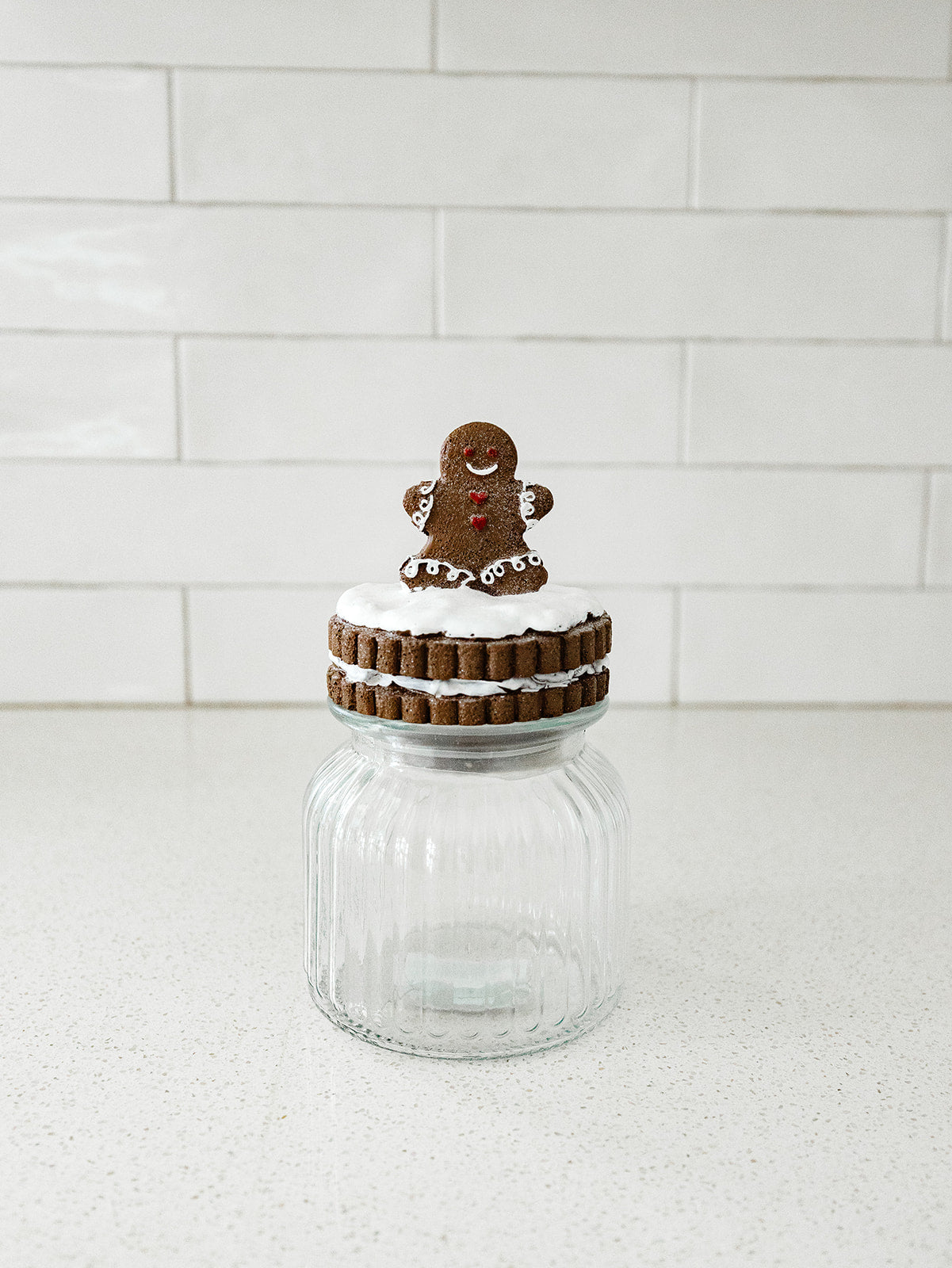 Glittered Gingerbread Topper Canister - 3 Styles