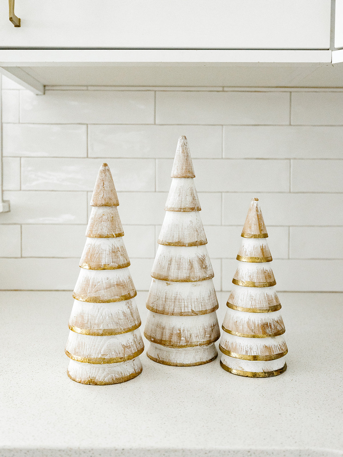 Whitewashed Gold Gilded Tree - 3 Sizes